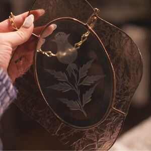 Vintage Rose Purple Stained Glass